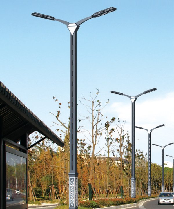 市電廣場(chǎng)路燈 多燈頭 220v led燈頭 方形管造型燈桿 熱鍍鋅噴塑 - 愛(ài)